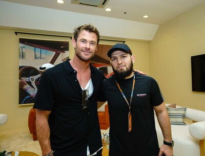 Thor and The Eagle: Hollywood star Chris Hemsworth and UFC pound-for-pound legend Khabib Nurmagomedov connect at the Formula 1 Etihad Airways Abu Dhabi Grand Prix 2023.