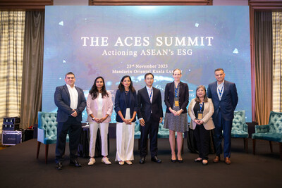 From Left: Luis Bueno Nieto, Advisor, ACES Council, Shanggari B, CEO, MORS Group, Dr Jayanthi Desan, Managing Partner, Aubrens, Eric Roberto M. Luchangco, Chief Sustainability Officer, Head of Strategy and Finance, Chief Finance Officer, Bank of the Philippine Islands, Laura Canas da Costa, Senior Global Policy Expert at United Nations Environment Programme Finance Initiative (UNEP FI), Marla Garin Alvarez, Vice President & Head, Sustainability Office, Compliance Group, BDO Unibank, Niko Safavi, CEO, PT Mowilex