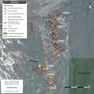 SCOTTIE RESOURCES INTERCEPTS 28.2 G/T GOLD OVER 4.0 METRES AND EXTENDS MINERALIZATION TO A DEPTH OF 525 METRES AT BLUEBERRY