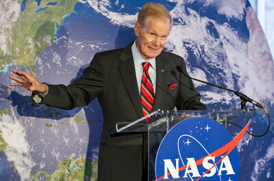 NASA Administrator Bill Nelson delivers remarks before the ribbon cutting ceremony to open NASA’s Earth Information Center, Wednesday, June 21, 2023, at the Mary W. Jackson NASA Headquarters building in Washington. The Earth Information Center is new immersive experience that combines live data sets with cutting-edge data visualization and storytelling to allow visitors to see how our planet is changing. Credits: NASA/Joel Kowsky