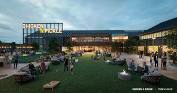 Chicken N Pickle is a unique, indoor/outdoor entertainment complex and first-to-market concept that includes a casual, chef-driven restaurant, sports bar, pickleball courts and games for all ages.
