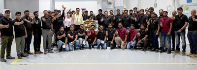 Team members from Dynamatic and Airbus Atlantic who were involved in the manufacturing of the Airbus A220's Escape Hatch Door Assembly. Picture Courtesy: © Dynamatic Technologies Limited