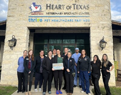 Team members from Heart of Texas Veterinary Specialty and 24-Hour Emergency Center in Round Rock, Texas, proudly display their Fear Free Veterinary Practice Certification, become the first combination emergency and specialty hospital in the country to achieve this status. Pet owners can expect to see the Fear Free philosophy in action, from the waiting room to the examination room, ensuring that every pet receives gentle, loving care tailored to their emotional needs.