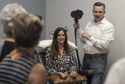 Dr. Charles Weber demonstrates TMS treatment at Family Care Center's Lowry Clinic in Denver.