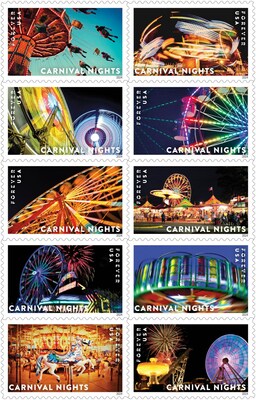 U.S. Postal Service Reveals Additional Stamps for 2024 - Carnival Nights Stamps - Image Credit: U.S. Postal Service