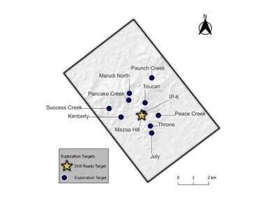 Figure 2. Property overview showing exploration targets (CNW Group/Golden Shield Resources)