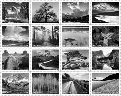 U.S. Postal Service Reveals Additional Stamps for 2024 - Ansel Adams Stamps Block - Image Credit: U.S. Postal Service