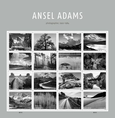 U.S. Postal Service Reveals Additional Stamps for 2024 - Ansel Adams Stamps Pane - Image Credit: U.S. Postal Service