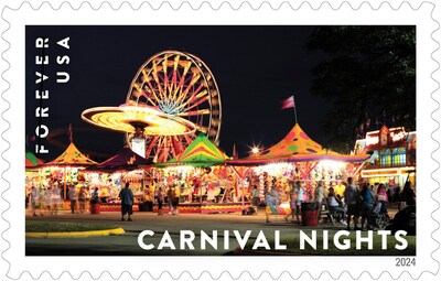 U.S. Postal Service Reveals Additional Stamps for 2024 - Carnival Nights Stamp - Image Credit: U.S. Postal Service