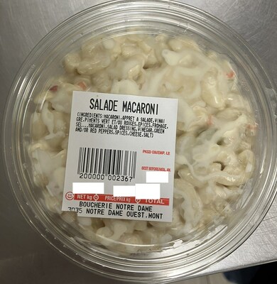 Salade macaroni (Groupe CNW/Ministre de l'Agriculture, des Pcheries et de l'Alimentation)
