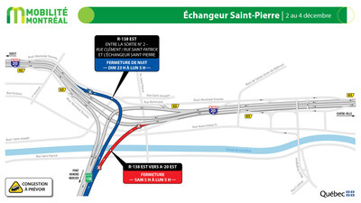 3.  Échangeur Saint-Pierre, 2 au 4 décembre (Groupe CNW/Ministère des Transports et de la Mobilité durable)