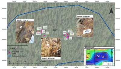 Figure 2: Photo of Newly Discovered Challenger Area Alteration and Shear Gold Occurrence (CNW Group/First Mining Gold Corp.)