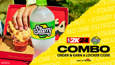 The NBA® 2K24 STARRY® combo featuring Pizza Hut Melts® and a crisp, clear, refreshing, lemon-lime flavored STARRY is designed for one-handed gaming so players can keep their eye on the ball and unlock in-game perks