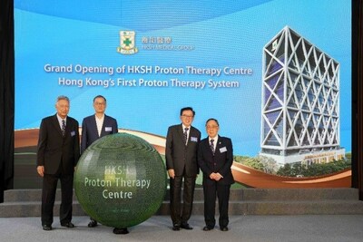Officiating guests at the opening ceremony included Professor LO Chung-mau, Secretary for Health, Hong Kong Special Administrative Region Government (second left); Dr. Walton LI, Chief Executive Officer of HKSH Medical Group and Medical Superintendent of Hong Kong Sanatorium & Hospital (second right); Mr. Wyman LI, Chief Operating Officer of HKSH Medical Group and Director of Hong Kong Sanatorium & Hospital (first left), and Dr. Yen-chow TSAO, Chief Clinical Officer of HKSH Medical Group and Deputy Medical Superintendent of Hong Kong Sanatorium & Hospital (first right).