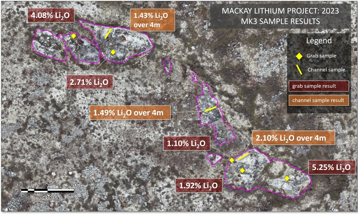 MacKay Lithium Project: 2023 MK3 sample results (CNW Group/North Arrow Minerals Inc.) MacKay Lithium Project: 2023 MK3 sample results (CNW Group/North Arrow Minerals Inc.)