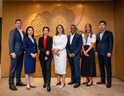QIC's Ryan Gordon, Ayako Mitsui, Vicky Wei, CEO Kylie Rampa, Ravi Sriskandarajah, Shiree Hocking and Ryan Choi at the Australian investment manager's new Singapore office. (PRNewsfoto/Queensland Investment Corporation (QIC))