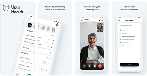Uptiv Health app screenshots