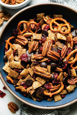 Pecan Snack Mix with Cranberries and Chocolate