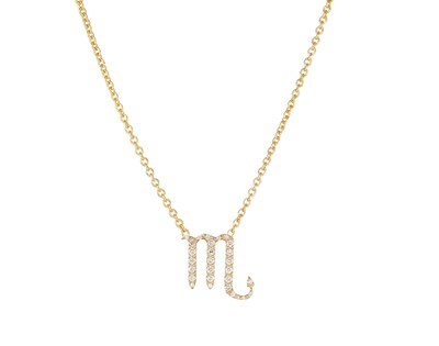 Scorpio Diamond Necklace by Starlust Jewelry. 14K Yellow Gold and Lab Grown Diamonds. Designer Collection.