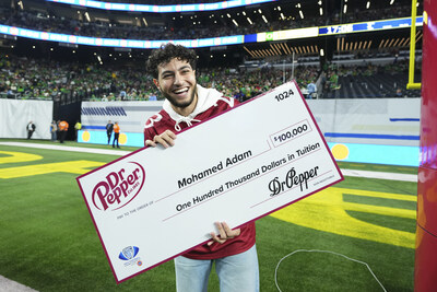 Mohamed A. winning the Dr Pepper Tuition Toss during halftime at the 2023 Pac 12 Championship Game on December 1, 2023 at the Allegiant Stadium in Las Vegas, NV (AP Images for Dr Pepper)