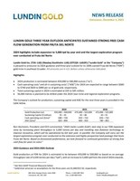 LUNDIN GOLD THREE YEAR OUTLOOK ANTICIPATES SUSTAINED STRONG FREE CASH FLOW GENERATION FROM FRUTA DEL NORTE (CNW Group/Lundin Gold Inc.)