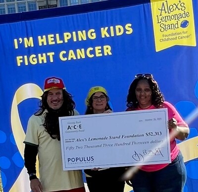 ACE Cash Express presented a $52,313 donation to Liz & Jay Scott, Co-Executive Directors of Alex’s Lemonade Stand Foundation