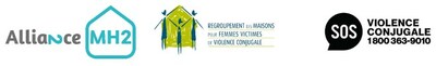 Logos de Alliance MH2, Regroupement des maisons pour femmes victimes de violence conjugale et SOS violence conjugale (Groupe CNW/Alliance des maisons d'hbergement de 2e tape pour femmes et enfants victimes de violence conjugale)