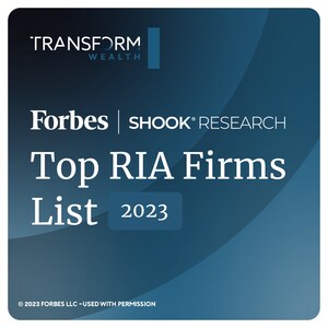 Transform Wealth Named to the 2023 Forbes | SHOOK® RESEARCH Top RIA Firms List
