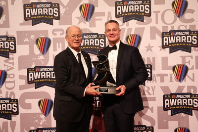 NASCAR Chairman Jim France, right, and Goodyear’s chairman, CEO and president, Rich Kramer, left, where Rich was honored with NASCAR’s prestigious Bill France Award of Excellence during the 2023 NASCAR Cup Series Awards.