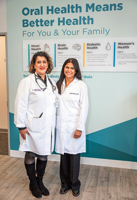 Andrea Murchie, MD (left), a primary care physician with MemorialCare Medical Group, and Deepika Dhama, DDS, a Pacific Dental Services-supported general dentist and owner of Culver Smiles Dentistry. Drs. Dhama and Murchie practice within the same co-located office, and together, provide patients integrated, whole-person care.