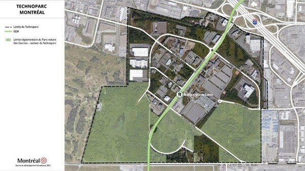 Limites du Technoparc Montréal (Groupe CNW/Ville de Montréal - Cabinet de la mairesse et du comité exécutif) Limites du Technoparc Montréal (Groupe CNW/Ville de Montréal - Cabinet de la mairesse et du comité exécutif)