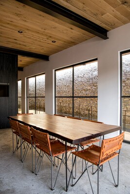 Jeff Garnett Architect studio in Glen Rose. Interior shot facing the adjacent historical building (photo by Costa Christ)