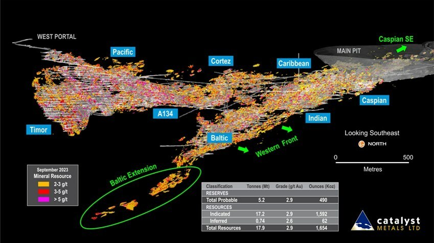 Figure 2: Plutonic ore body with Mineral Resource outlines (CNW Group/Catalyst Metals LTD.)