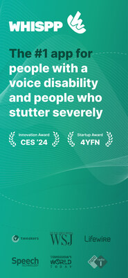 Whispp, the #1 assistive app for people with a voice disability or people who stutter severely