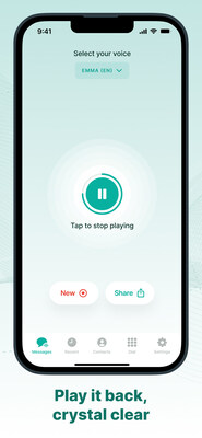 Whispp app - Playback Screen