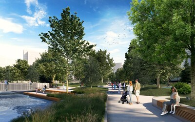 Le parc central du futur centre-ville sera le coeur et les pouvons verts du futur centre-ville. Inspir du parc Martin Luther King  Paris, ce parc sera un lieu de dtente, de nature, de culture et d'art, au milieu d'un environnement urbain dynamique. (Groupe CNW/Ville de Brossard)