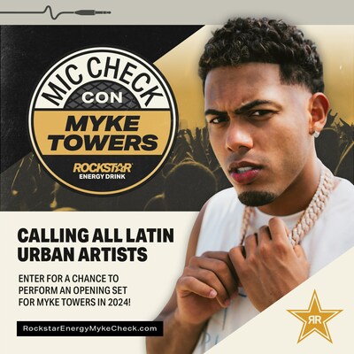 Rockstar Energy Presenta: Mic Check con Myke Towers invita a los artistas aspirantes de la música urbana latina a enviar una canción original para la oportunidad de ser el acto de apertura de Myke Towers.