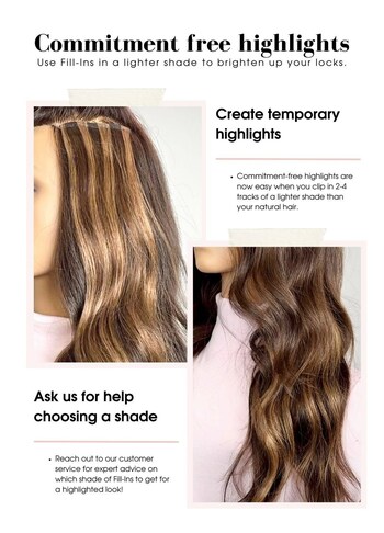 Add Commitment Free Highlights using Fill-In clip in hair extensions by Cashmere Hair