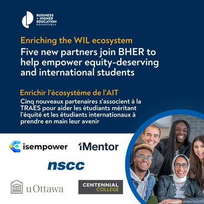 Five new partners join BHER to help empower equity-deserving and international students (CNW Group/Business + Higher Education Roundtable (BHER))