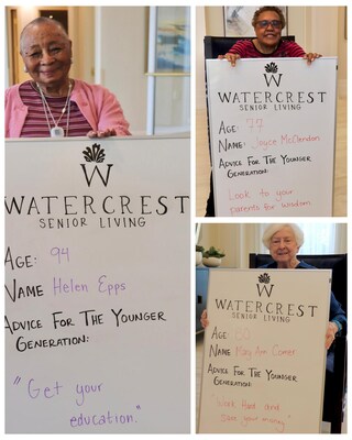 Residents of Watercrest Macon Assisted Living and Memory Care in Macon, Georgia, share their words of wisdom for younger generations as part of Watercrest's signature programming.