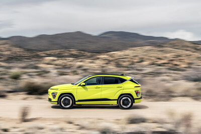 The 2024 Kona Electric is photographed near Yucca Valley, Calif., on Mar. 15, 2023.