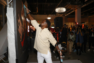 Ange Hillz paints live at The Bulleit Pioneer Project Celebration in Miami.
