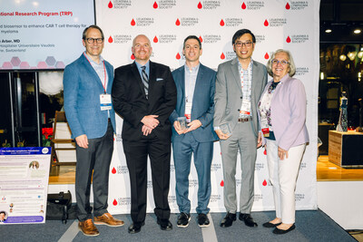 From left to right: Dr. Andy Kolb, LLS President & CEO; LLS Career Development Program Achievement award winners, Dr. Grant Challen, Dr. Matthew Davids and Dr. Shan Lin; Dr. Gwen Nichols, LLS Chief Medical Officer.