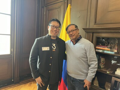 JAN3 CEO Samson Mow with Colombian President Gustavo Petro