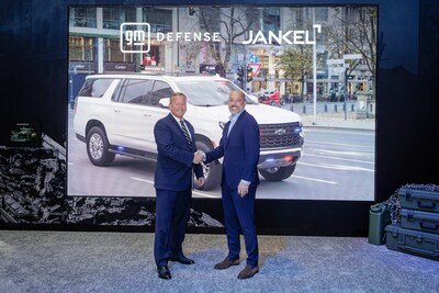 GM Defense President Steve duMont (left) and Jankel Chairman Andrew Jankel announce collaboration