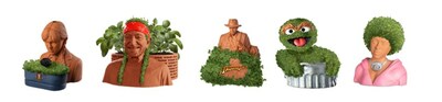 Addams Family Wednesday Chia Pet®, Willie Nelson Chia Pet® Herb Planter, Indiana Jones Chia Pet®, Oscar the Grouch Chia Pet®,  and Ice Spice Chia Pet