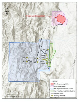 Figure 1. Kay Mine claims showing the acquisition Property located 950 metres to the northeast (CNW Group/Arizona Metals Corp.)