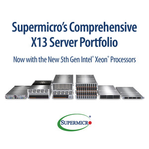 Supermicro推出搭載全新第五代Intel® Xeon®處理器，專為AI、雲端服務供應商、儲存和邊緣運算最佳化的機櫃級解決方案