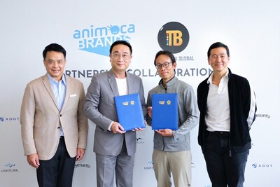 From left to right: Thiti Thongbenjamas, group CIOO of T&B Media Global; Dr. Jwanwat Ahriyavraromp, CEO and founder of T&B Media Global; Yat Siu, co-founder and chairman of Animoca Brands; and Evan Auyang, group president of Animoca Brands (PRNewsfoto/T&B Media Global)