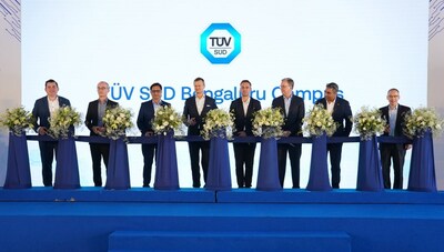 (From R to L) - Klaus Langner, Ishan Palit, Johannes Bussmann, Friedrich Birgelen, Matthias J. Rapp, Niranjan Nadkarni, Holger Lindner, Simon Lemin at the inauguration of TÜV SÜD Bengaluru Campus